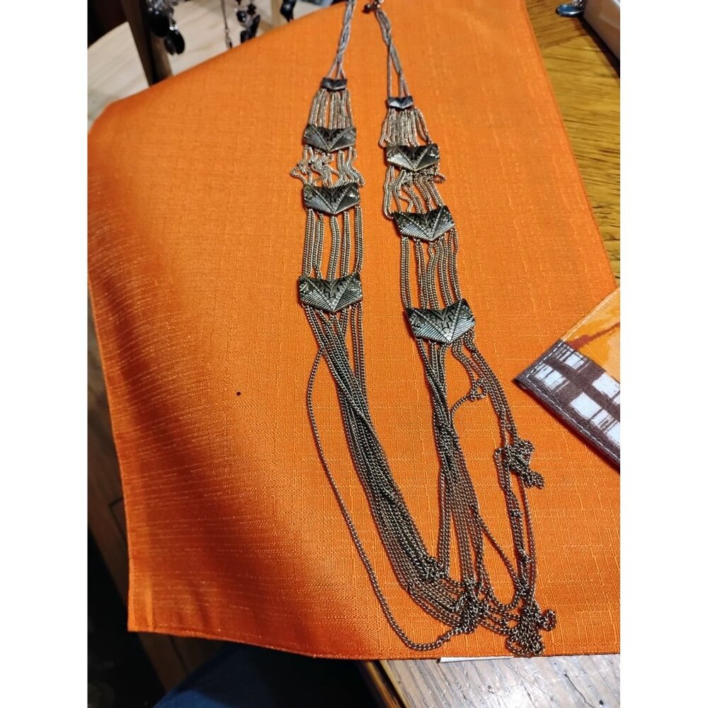 South western look necklace cowgirl multi strand metal   J-16